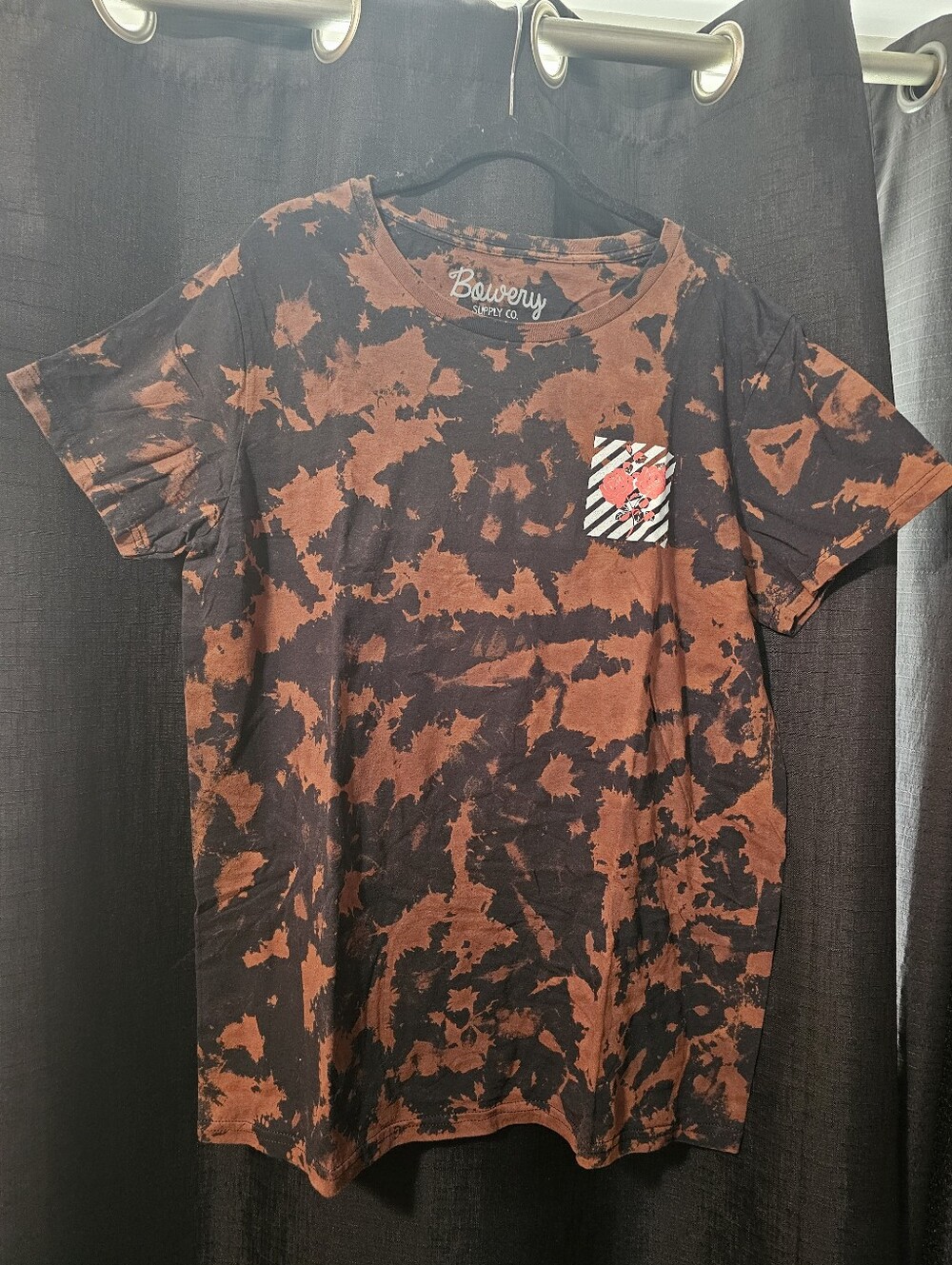 Bowery Supply Co. Black & Rust Tie-Dye Pocket Tee Xl